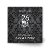 Black and Gold Wallpaper Invitation Square Flat