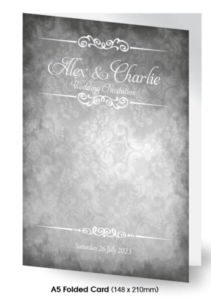 Silver Wallpaper Wedding Invitations A5