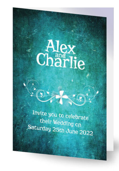 Turquoise Grunge Wedding Invitation Preview