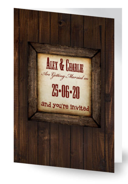 Rustic Wooden Frame Wedding Invitation