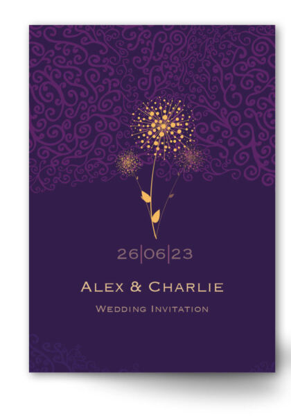 Purple Dandelions Wedding Invitation Preview