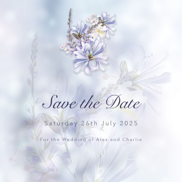 Blue Wildflower Save the Date Cards