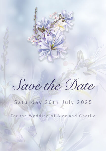 Blue Wildflower Save the Date Cards