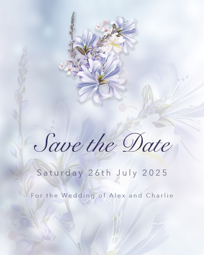 Blue Wildflower Save the Date Cards