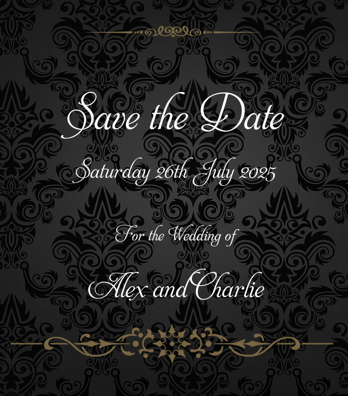 Black and Gold Wallpaper Save the Date Cards