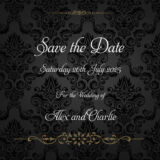 Black and Gold Wallpaper Save the Date Cards