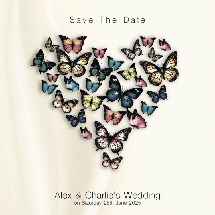 Butterfly Hearts Save The Date Cards