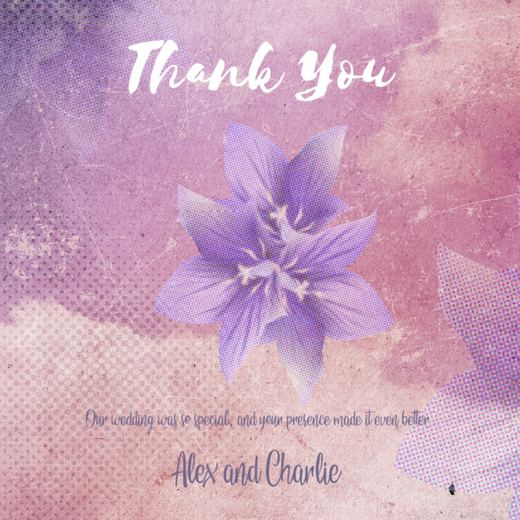 Floral Grunge Thank You Cards