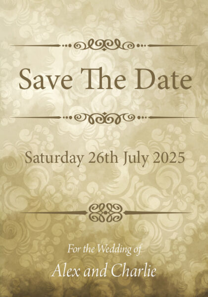 Gold Wallpaper Save the Date Cards