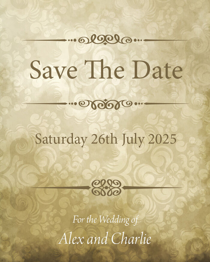 Gold Wallpaper Save the Date Cards