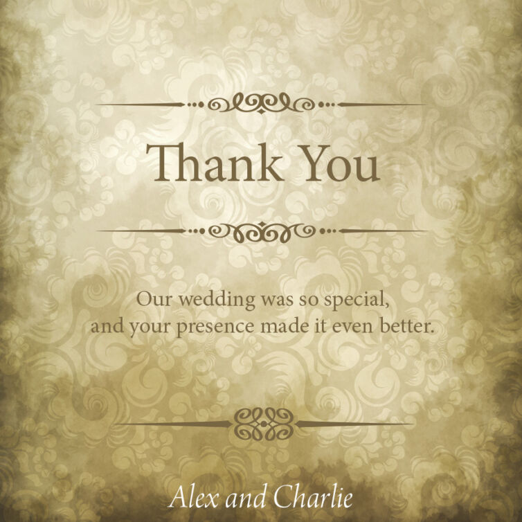 Gold Wallpaper Thank You Cards