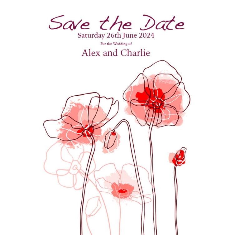 Linear Floral Save the Date Cards