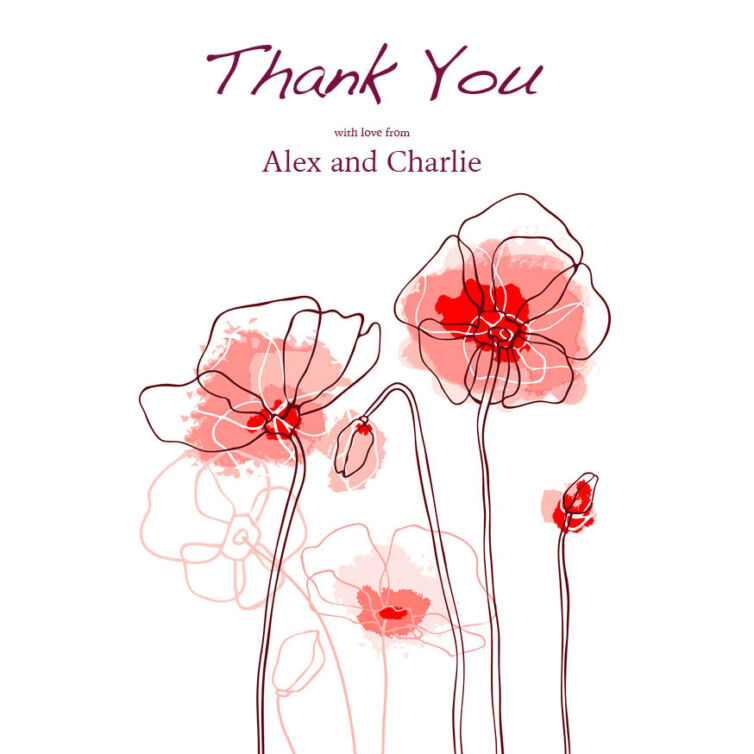 Linear Florals Thank you Cards