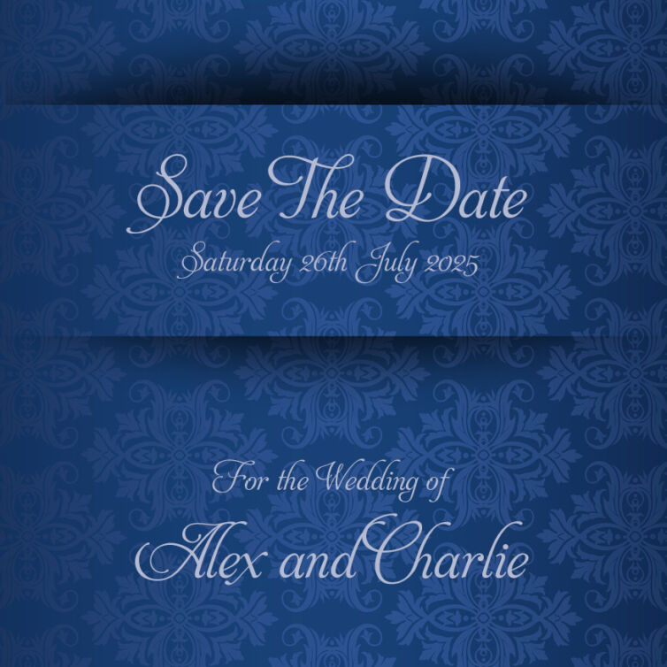 Navy Wallpaper Save the Date Cards