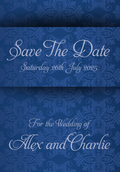 Navy Wallpaper Save the Date Cards
