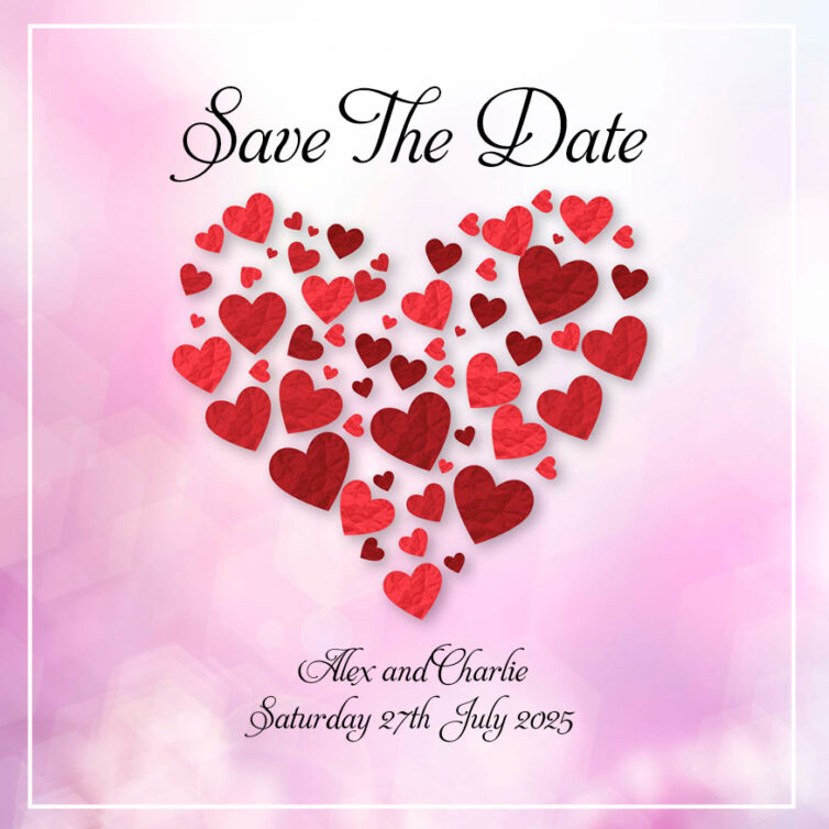 Paper Hearts Save The Date Cards