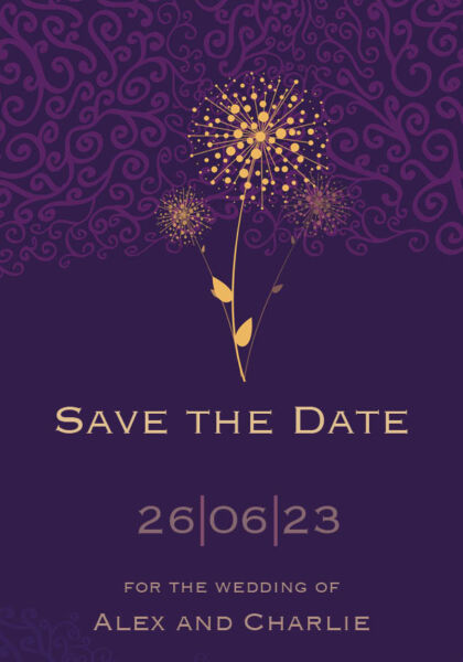 Purple Dandelions Save the Date Cards