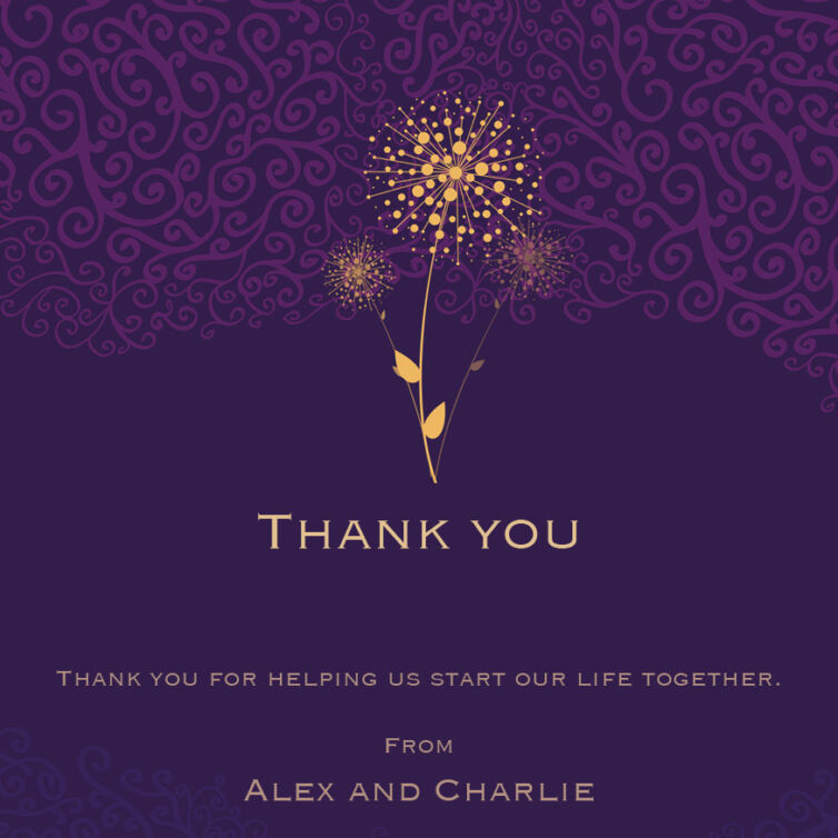 Purple Dandelions Thank You Cards