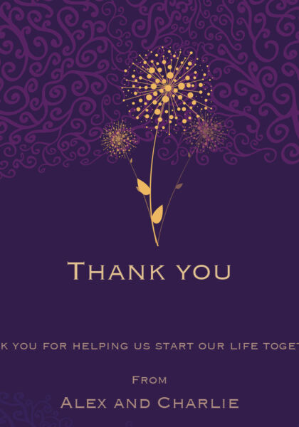 Purple Dandelions Thank You Cards