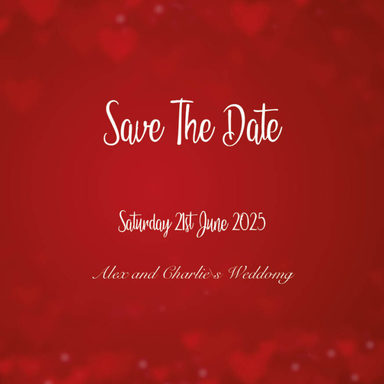 Red Hearts Save The Date Cards