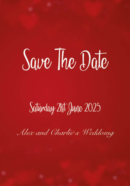 Red Hearts Save The Date Cards