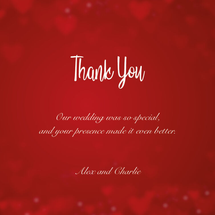 Red Hearts Thank You Cards