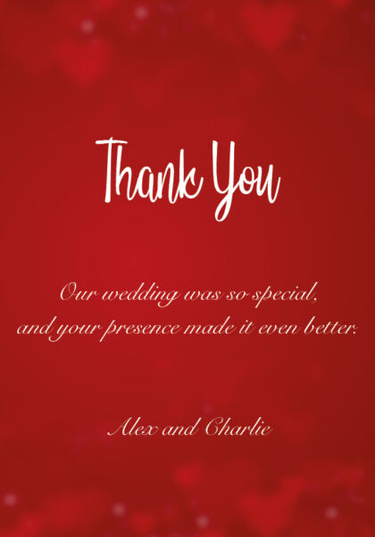 Red Hearts Thank You Cards