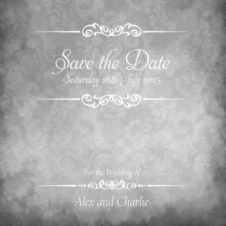 Silver Wallpaper Save The Date Cards