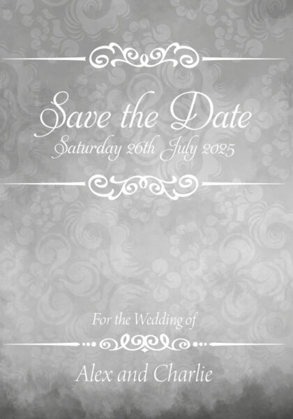 Silver Wallpaper Save The Date Cards