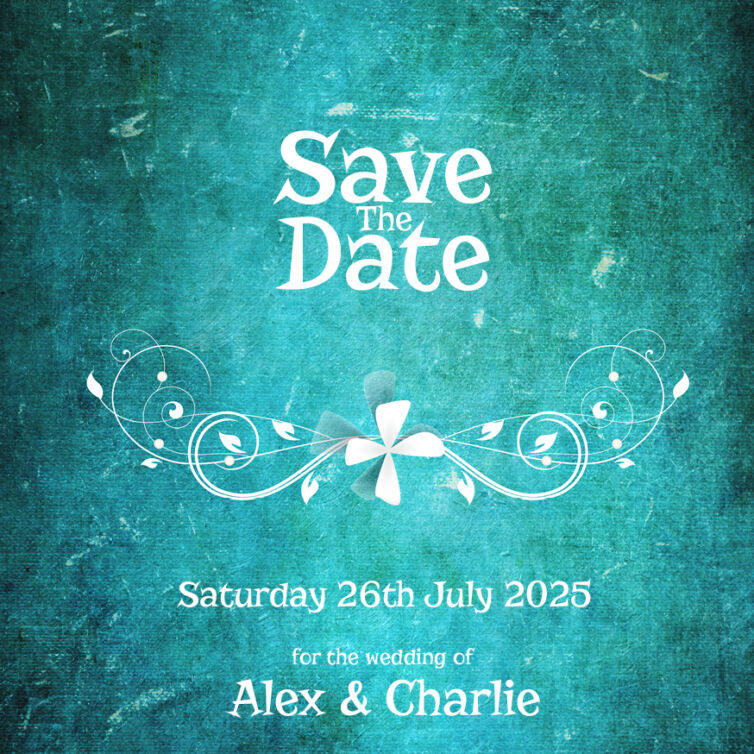 Turquoise Grunge Save the Date Cards