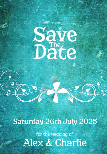 Turquoise Grunge Save the Date Cards