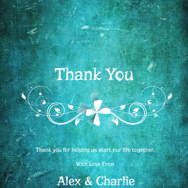 Turquoise Grunge Thank You Cards