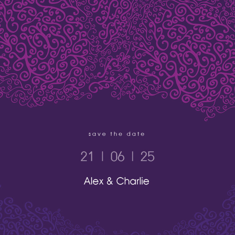 Purple Lace Save The Date Cards